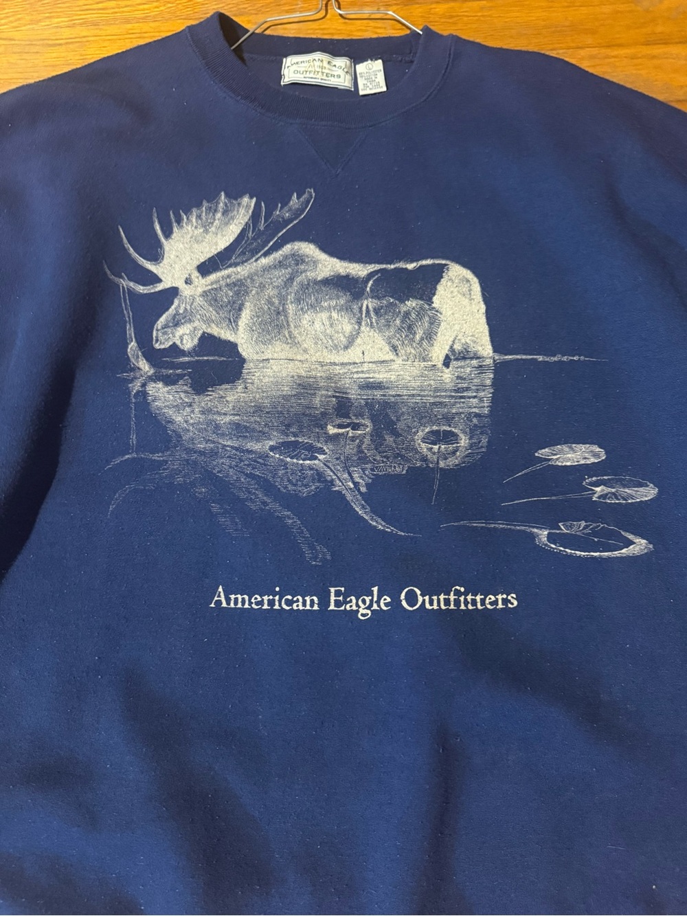VINTAGE 90s American Eagle Outfitters Navy Crewneck Sweatshirt - Picture 2 of 5